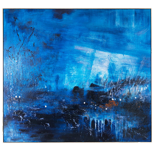 Blue Dusk Oil On Canvas Painting - Extra Large