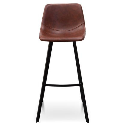 Cinnamon Brown PU Leather Bar Stool - Set of 2 (80cm)