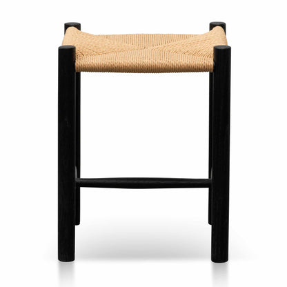 Black Low Stool - Natural Seat