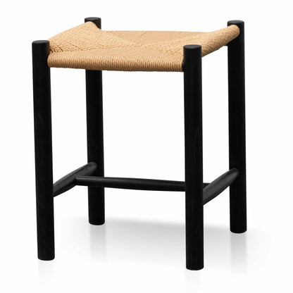 Black Low Stool - Natural Seat