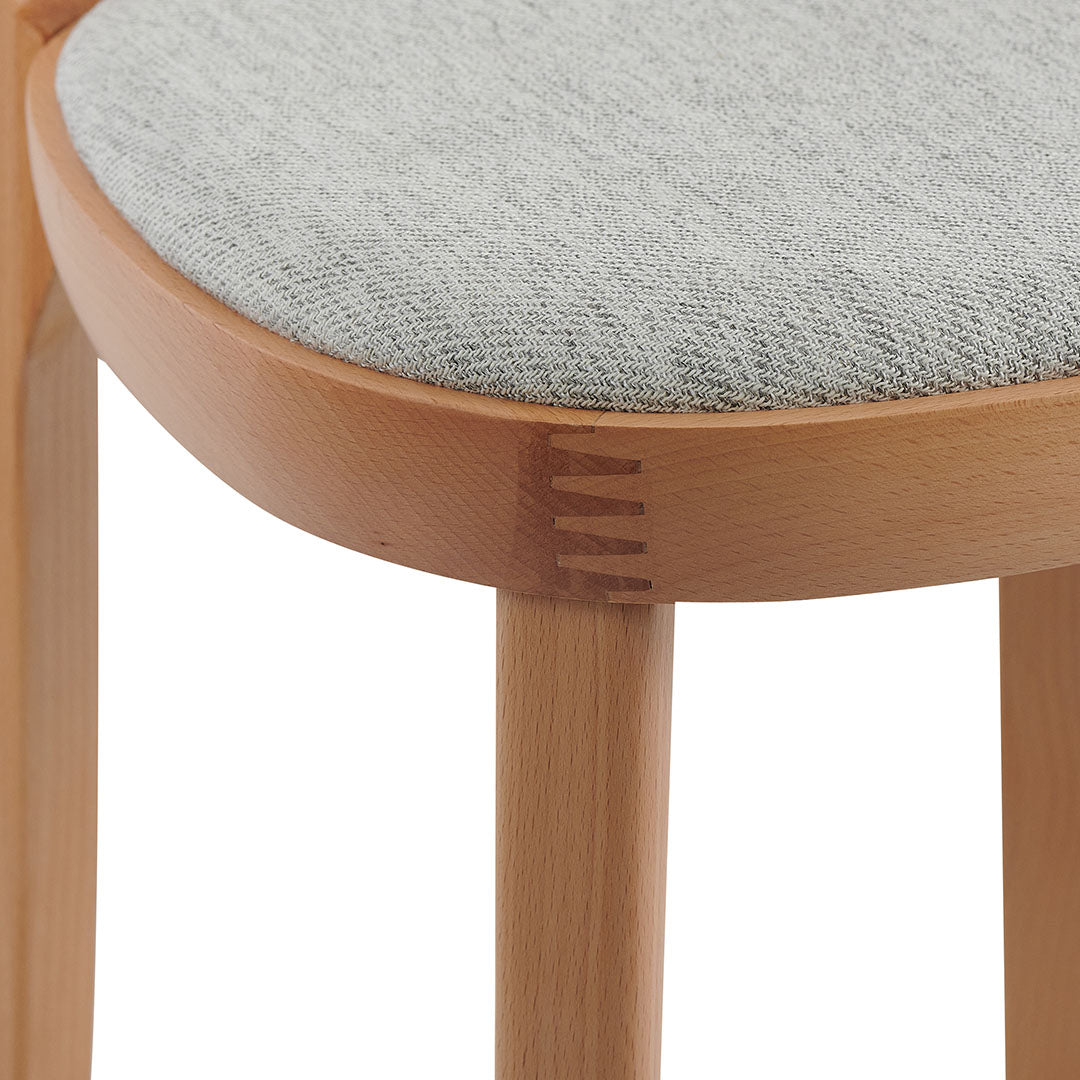 Natural Bar Stool with Grey Seat - Set of 2 (65cm)