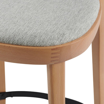 Natural Bar Stool with Grey Seat - Set of 2 (65cm)