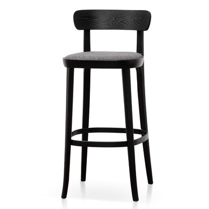 Black with Pepper Grey Seat Fabric Bar Stool - Set of 2 (65cm)