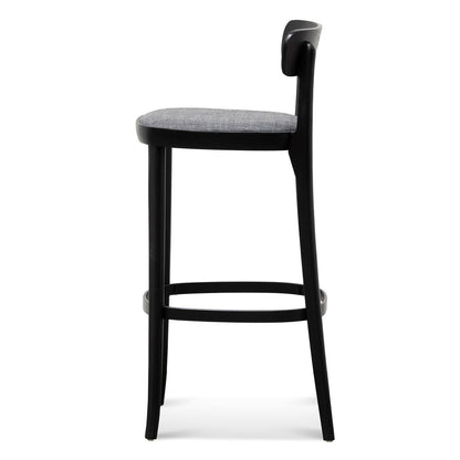 Black with Pepper Grey Seat Fabric Bar Stool - Set of 2 (65cm)