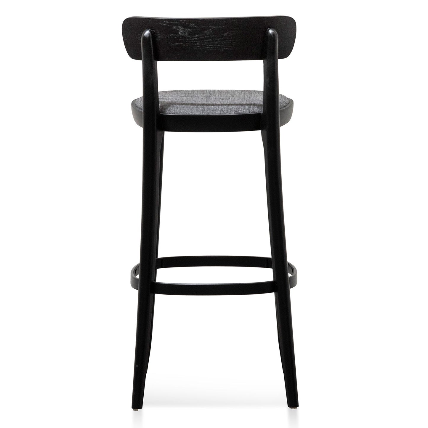 Black with Pepper Grey Seat Fabric Bar Stool - Set of 2 (65cm)