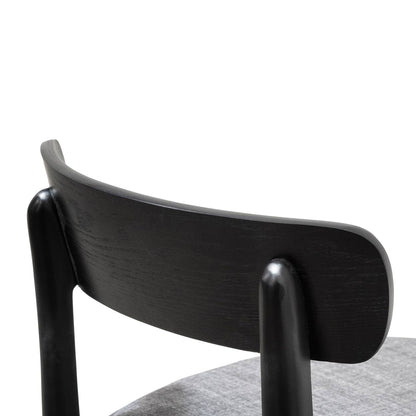 Black with Pepper Grey Seat Fabric Bar Stool - Set of 2 (65cm)