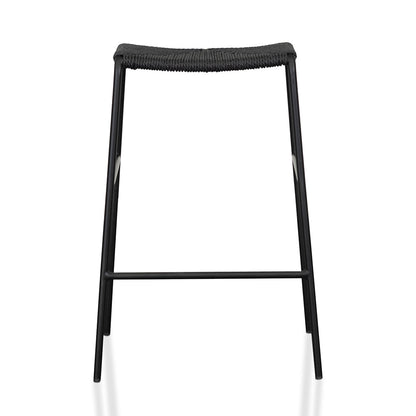 Black Rattan Bar Stool - Set of 2 (65cm)