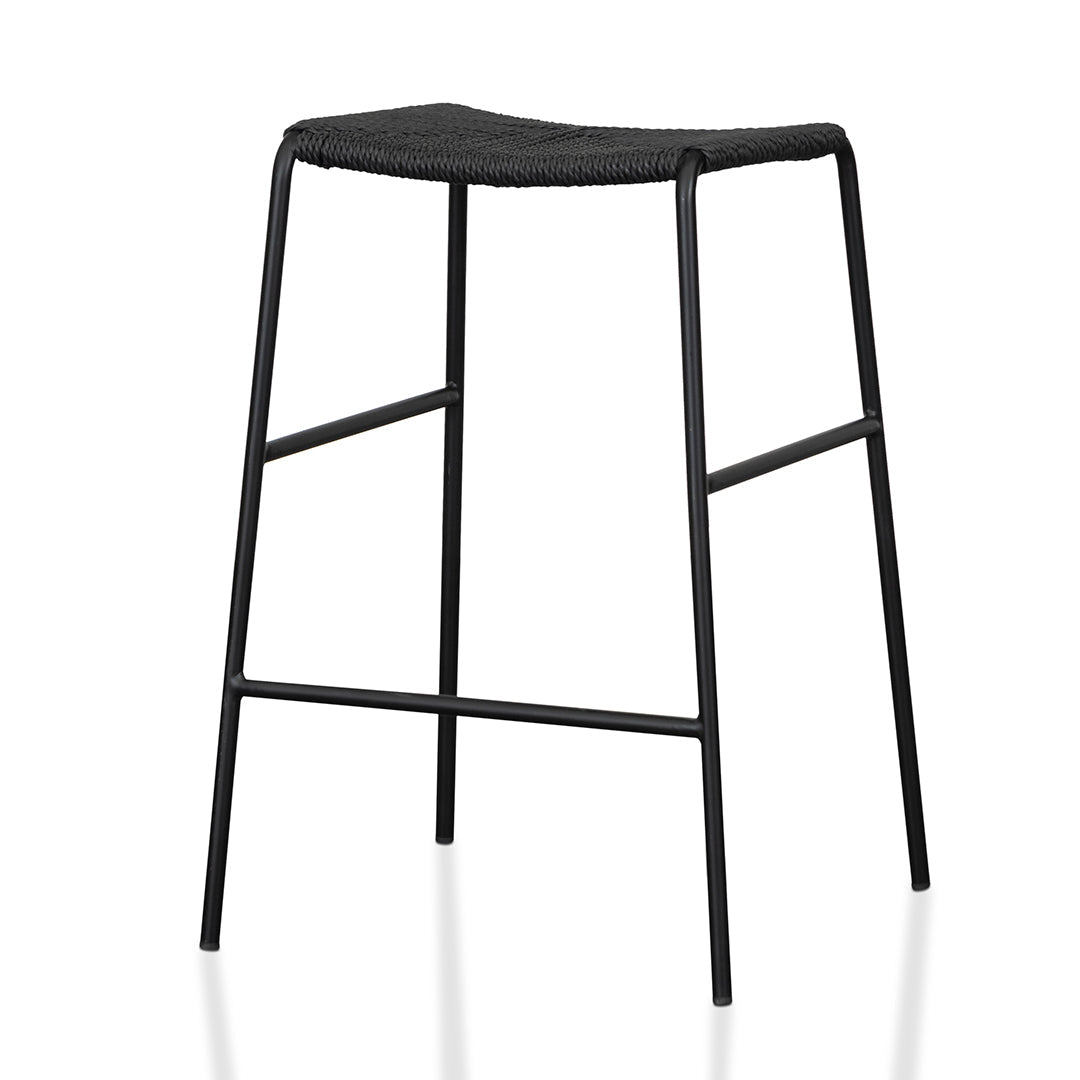 Black Rattan Bar Stool - Set of 2 (65cm)