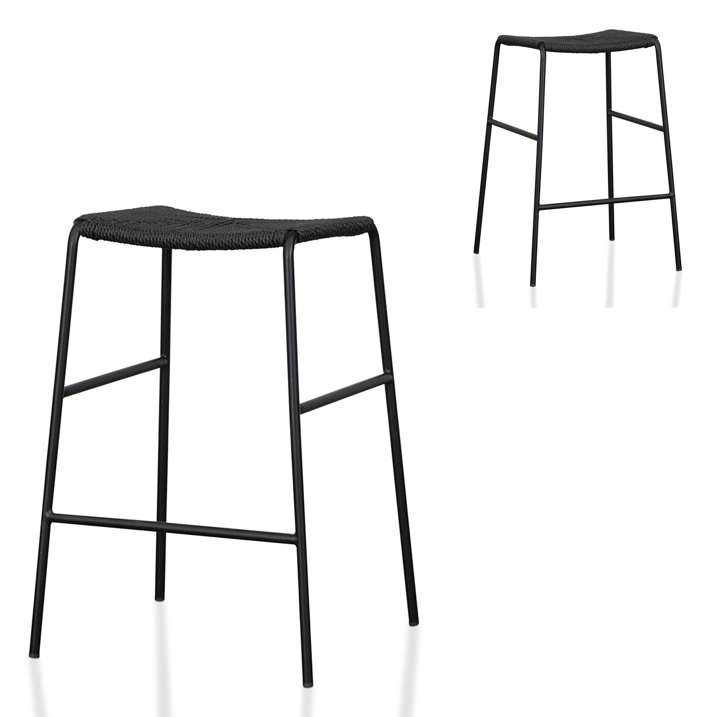 Black Rattan Bar Stool - Set of 2 (65cm)