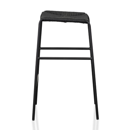 Black Rattan Bar Stool - Set of 2 (65cm)