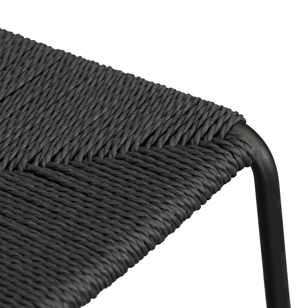 Black Rattan Bar Stool - Set of 2 (65cm)