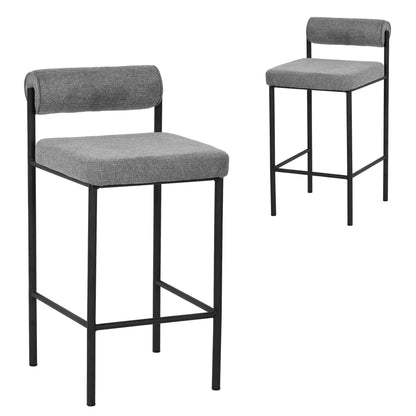 Grey Fabric Bar Stool - Set of 2 (65cm)