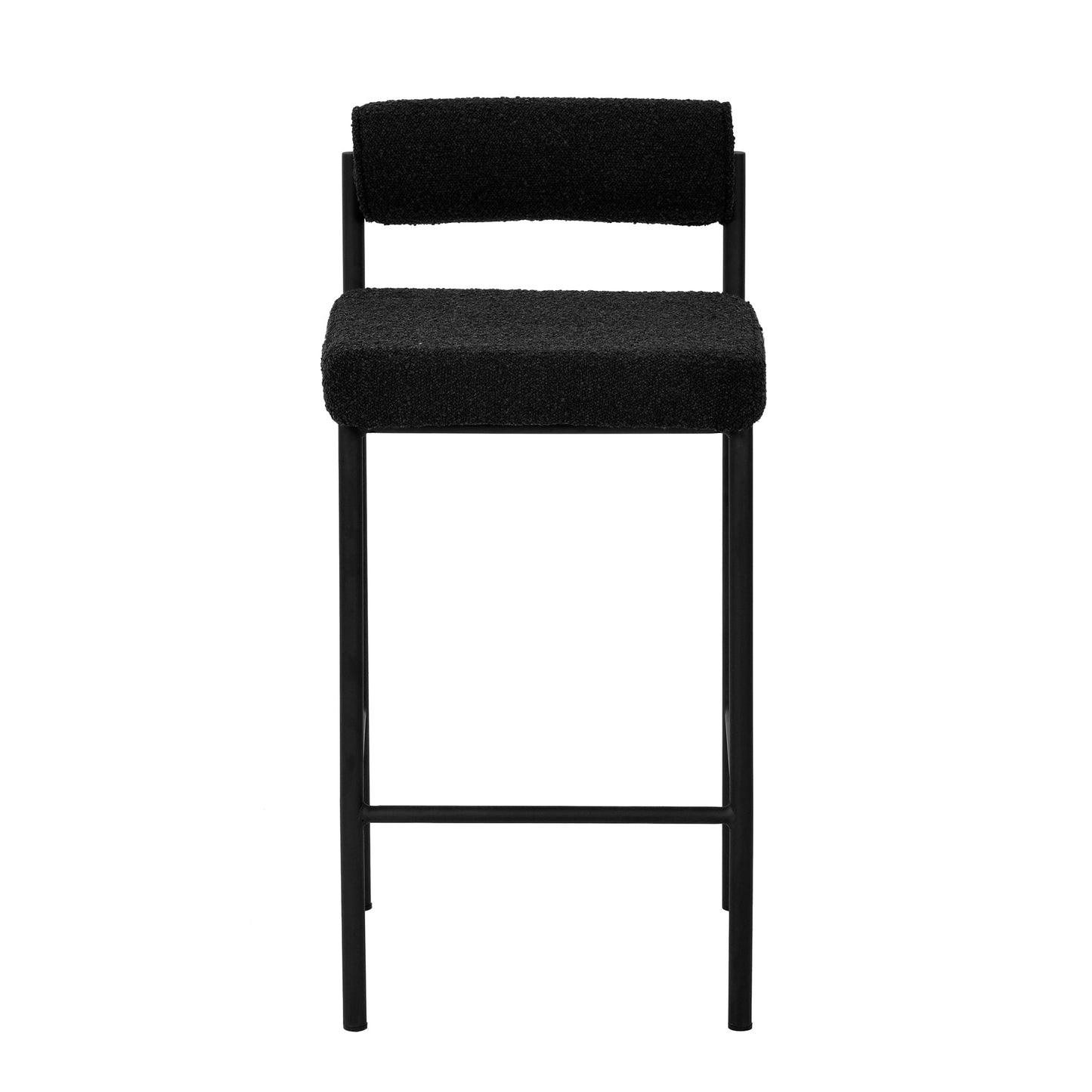 Black Boucle Bar Stool - Set of 2 (65cm)