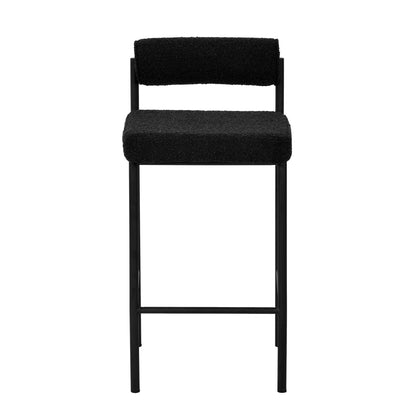 Black Boucle Bar Stool - Set of 2 (65cm)