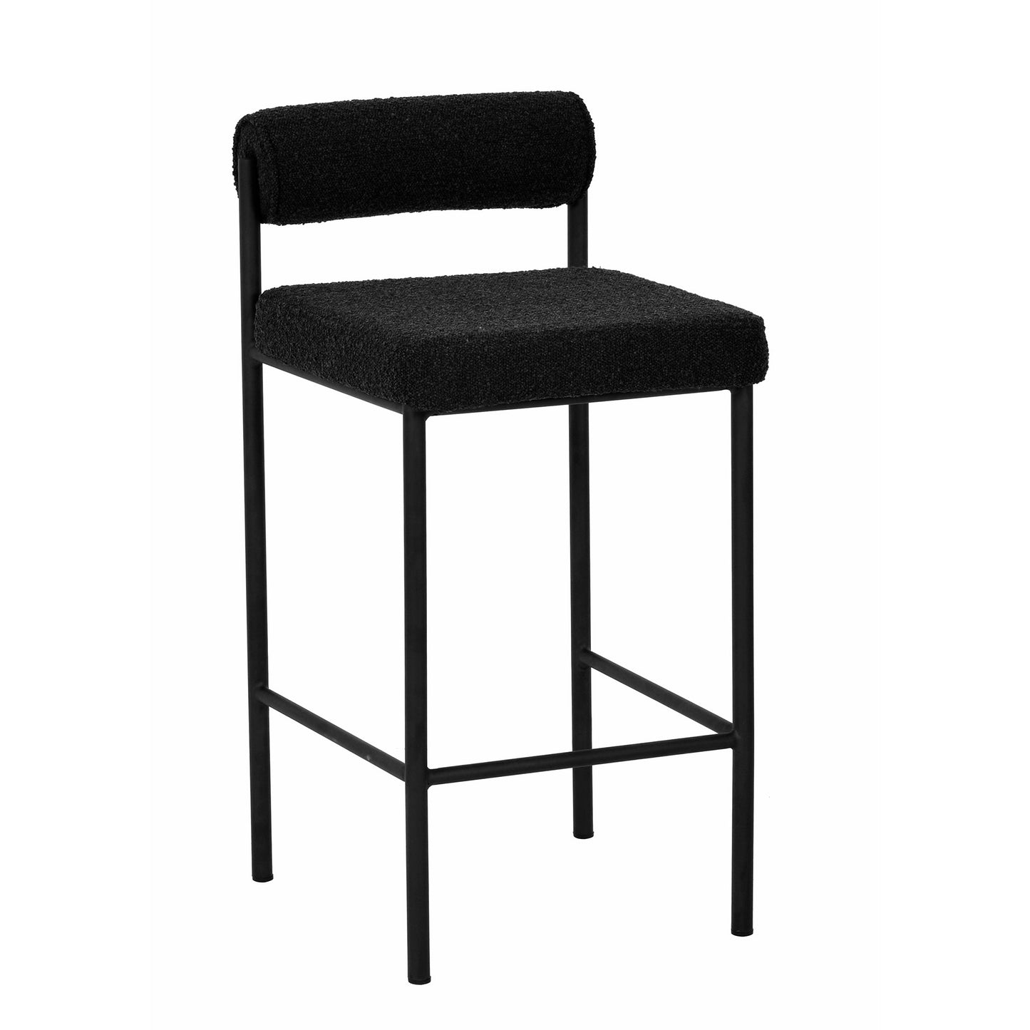 Black Boucle Bar Stool - Set of 2 (65cm)