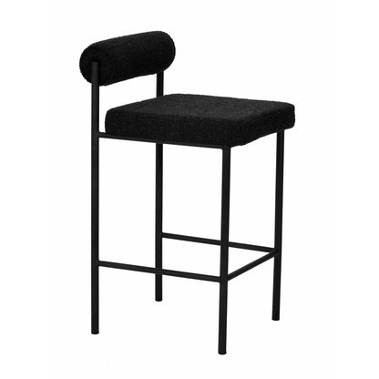 Black Boucle Bar Stool - Set of 2 (65cm)