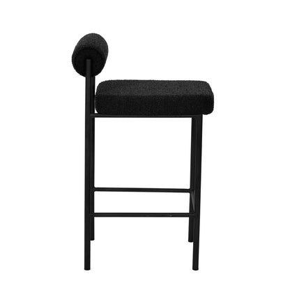 Black Boucle Bar Stool - Set of 2 (65cm)