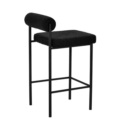 Black Boucle Bar Stool - Set of 2 (65cm)