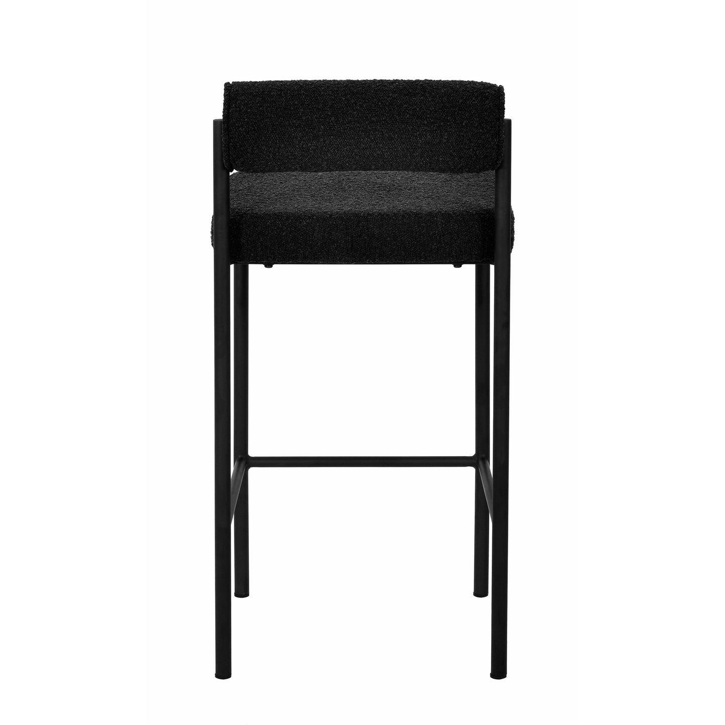 Black Boucle Bar Stool - Set of 2 (65cm)