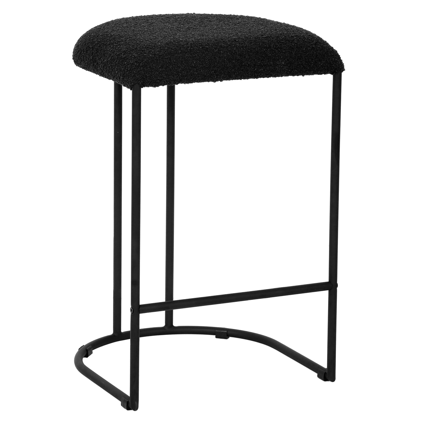 Black Boucle Bar Stool - Set of 2 (65cm)