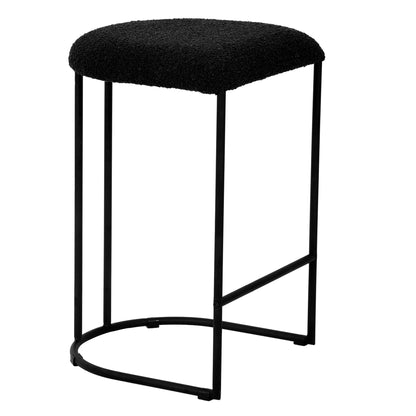 Black Boucle Bar Stool - Set of 2 (65cm)