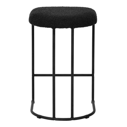 Black Boucle Bar Stool - Set of 2 (65cm)