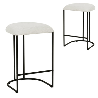 Ivory White Boucle Bar Stool - Set of 2 (65cm)