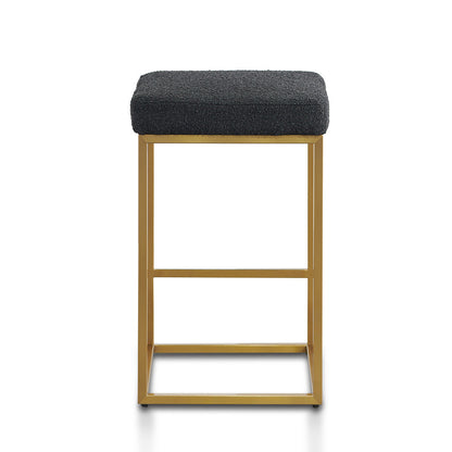 Black Boucle Bar Stool - Golden Base