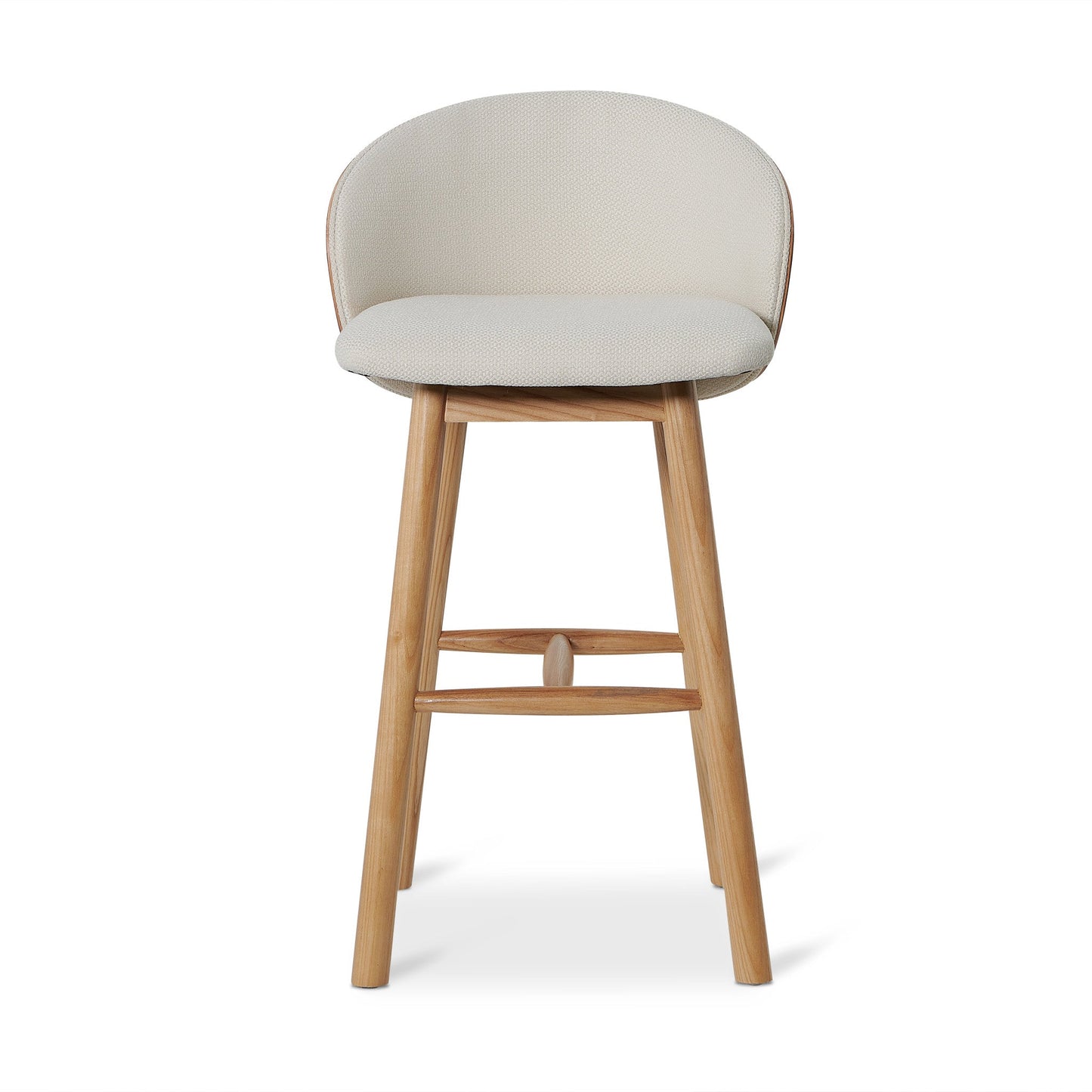 Beige Bar Stool - Natural Legs Mid Back (65cm)