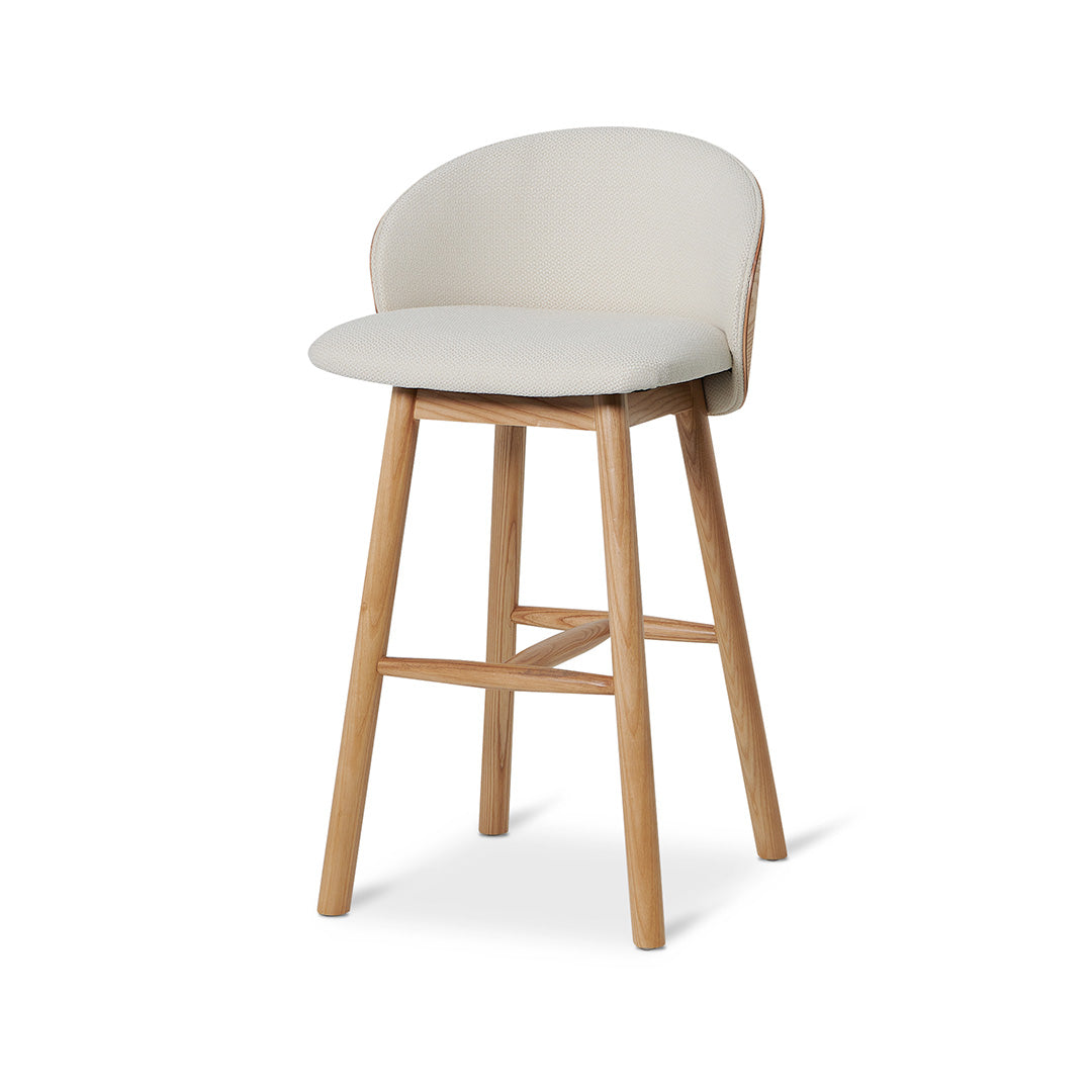 Beige Bar Stool - Natural Legs Mid Back (65cm)