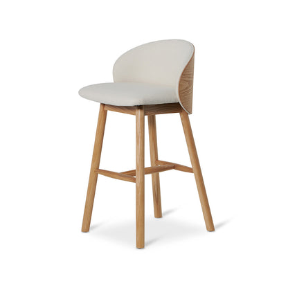 Beige Bar Stool - Natural Legs Mid Back (65cm)