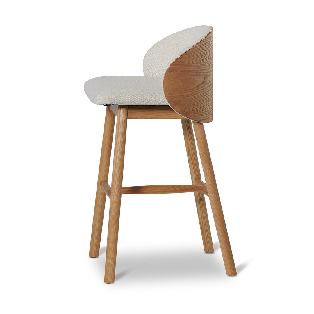 Beige Bar Stool - Natural Legs Mid Back (65cm)