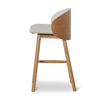 Beige Bar Stool - Natural Legs Mid Back (65cm)