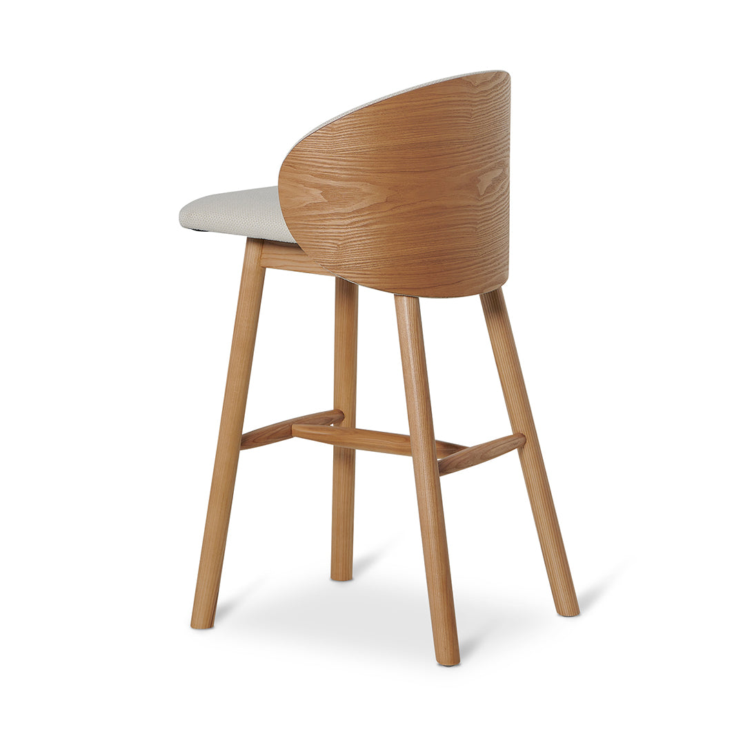 Beige Bar Stool - Natural Legs Mid Back (65cm)