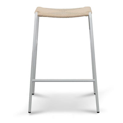 Rattan Bar Stool - Natural with White Frame - Set of 2 (65cm)