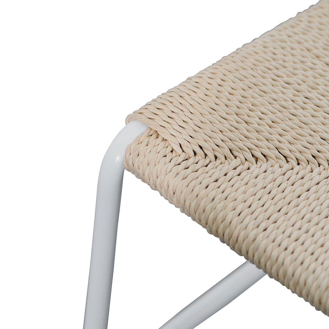 Rattan Bar Stool - Natural with White Frame - Set of 2 (65cm)