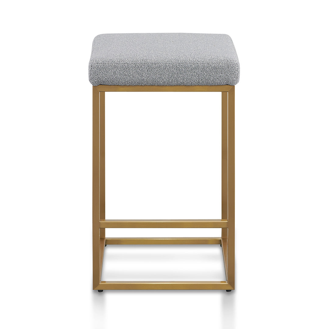 Pepper Boucle Bar Stool - Brushed Gold Base