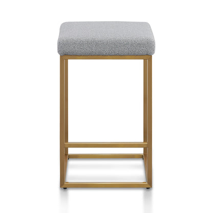 Pepper Boucle Bar Stool - Brushed Gold Base