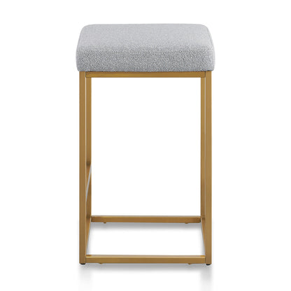 Pepper Boucle Bar Stool - Brushed Gold Base