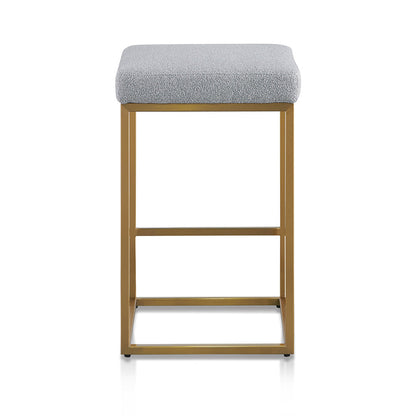 Pepper Boucle Bar Stool - Brushed Gold Base