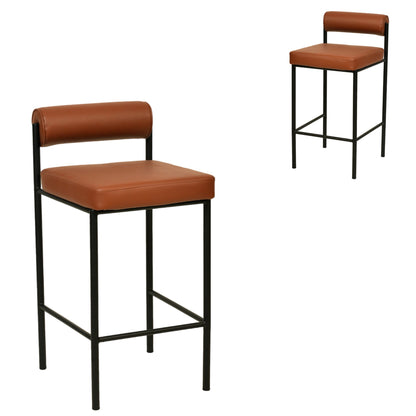 Brown Fabric Bar Stool - Set of 2 (65cm)