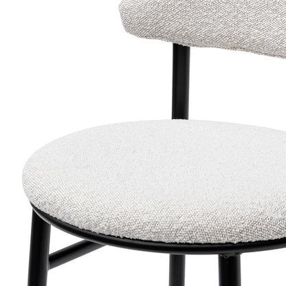 Moon White Boucle Bar Stool - Black Legs (65cm)