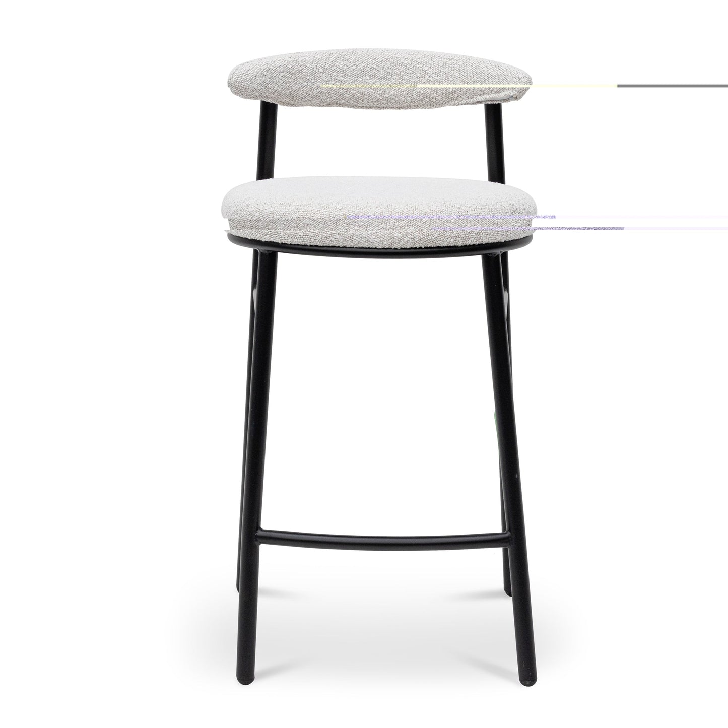 Moon White Boucle Bar Stool - Black Legs (65cm)