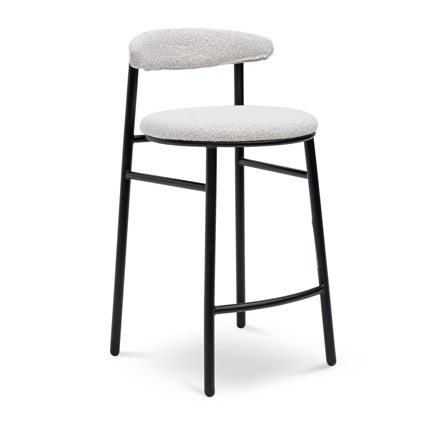 Moon White Boucle Bar Stool - Black Legs (65cm)