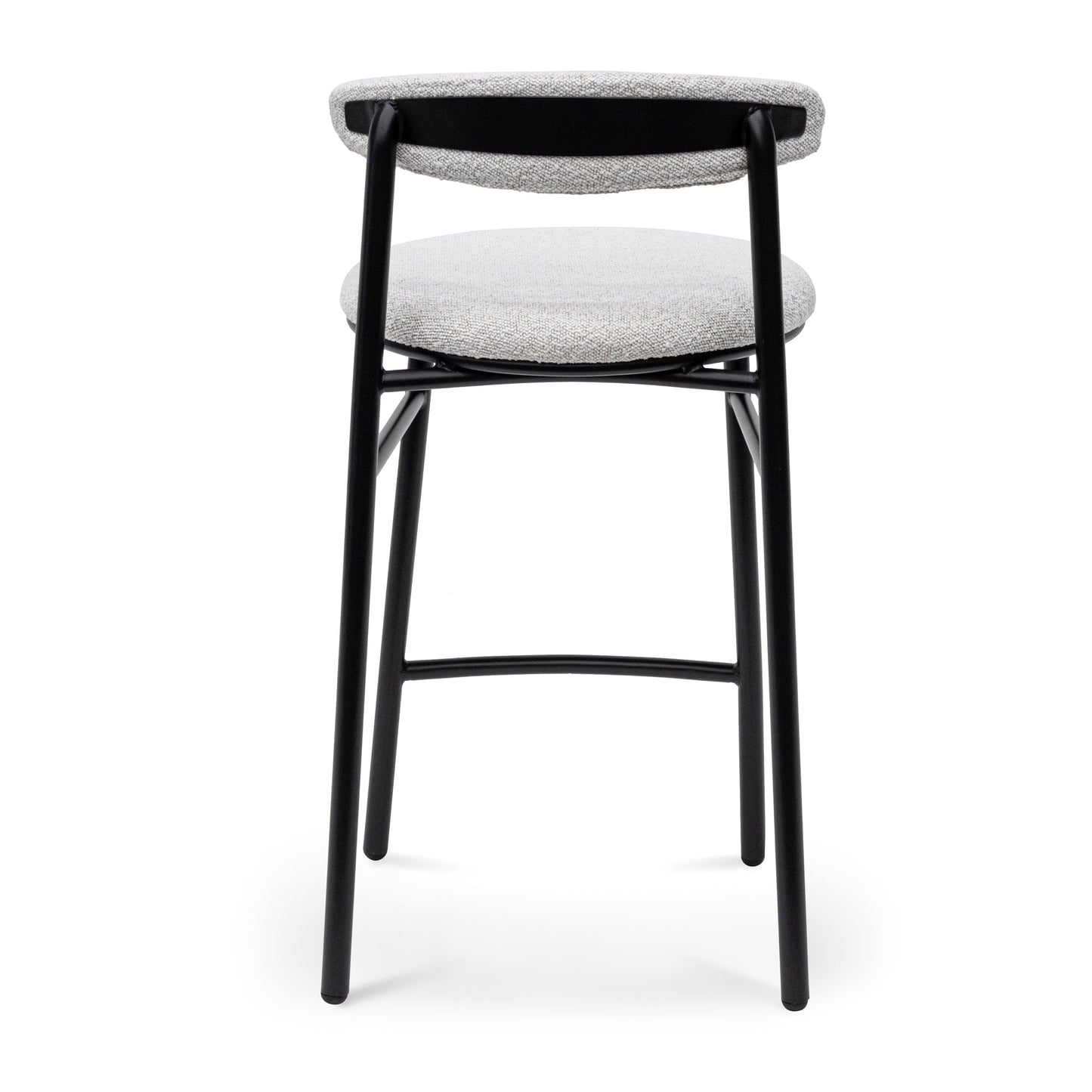 Moon White Boucle Bar Stool - Black Legs (65cm)