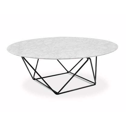 Round Marble Coffee Table - 100cm Black Base