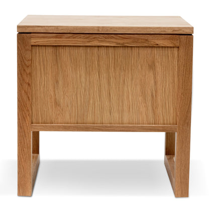 Natural Oak Wooden Bedside Table with Two Drawers