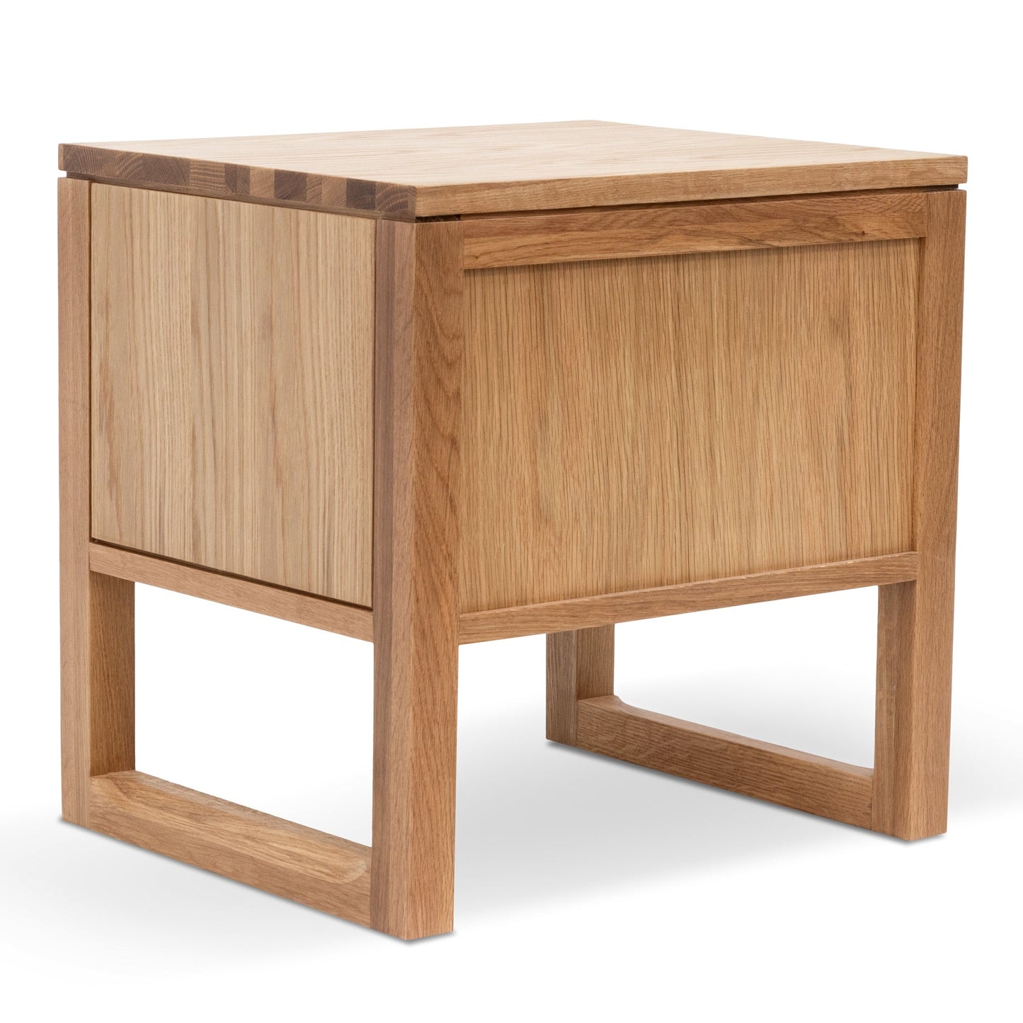 Natural Oak Wooden Bedside Table with Two Drawers