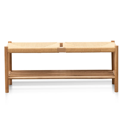 Oak Bench - 110cm Natural Woven Seat