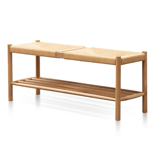 Oak Bench - 110cm Natural Woven Seat